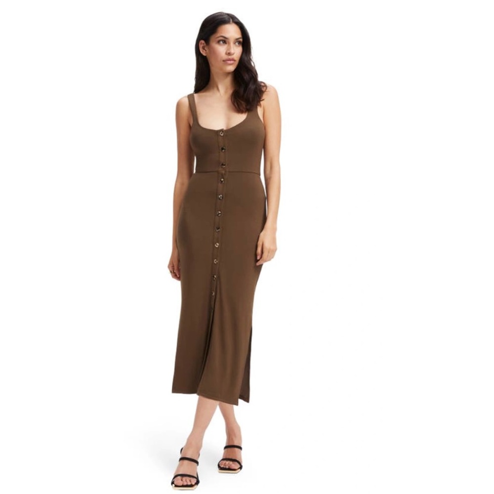 Good American Good Touch Button Front Midi Dress
